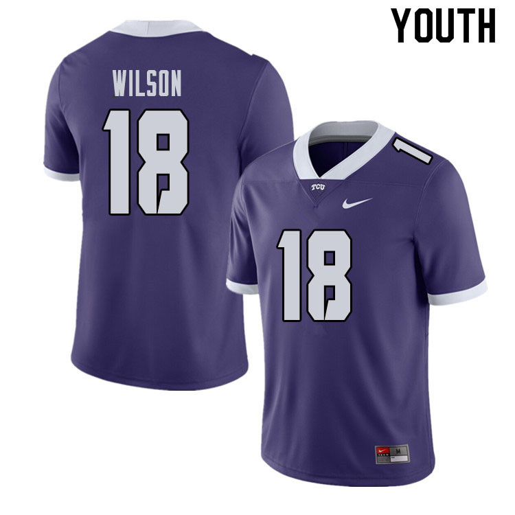 Youth #18 Ben Wilson TCU Horned Frogs College Football Jerseys Sale-Purple - Click Image to Close